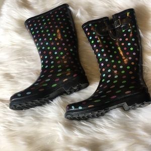 Polka dot rain boots